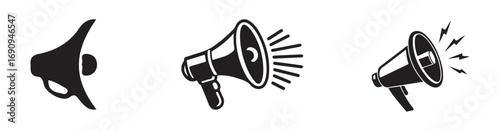 Megaphone icon, promotion icon in silhouette. loud speaker public announcement  vector eps 10