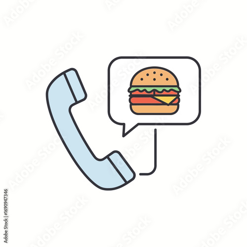 Ordering food by phone vector icon. A symbol for restaurant delivery and takeout service.