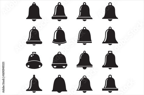 Christmas day bell icons bundle set isolated illustration silhouette royalty free stock photos premium quality on white background.