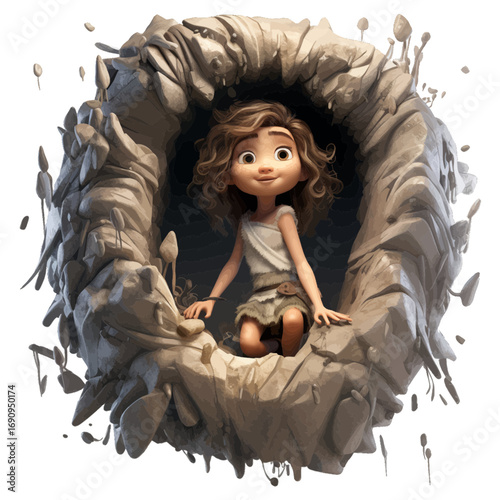 little cave girl in the cave