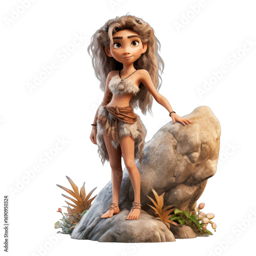 the cave girl in a nice dress