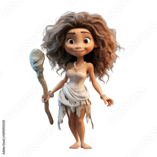 cave girl with a stick