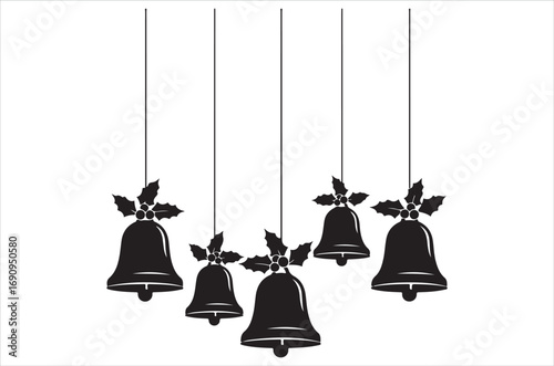 Christmas day bell icons bundle set isolated illustration silhouette royalty free stock photos premium quality on white background.