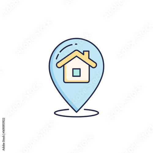 Home Location Pin Icon. Vector for real estate, address, and navigation.