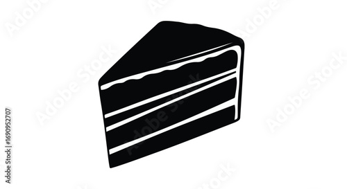 Decadent slice of dark chocolate cake with creamy frosting on a clean white background.