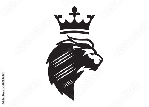 Vector head illustration of a wild lion with a black tribal tattoo design and an eagle face