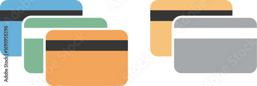 Multiple credit cards with magnetic stripes representing financial transactions and payments vector