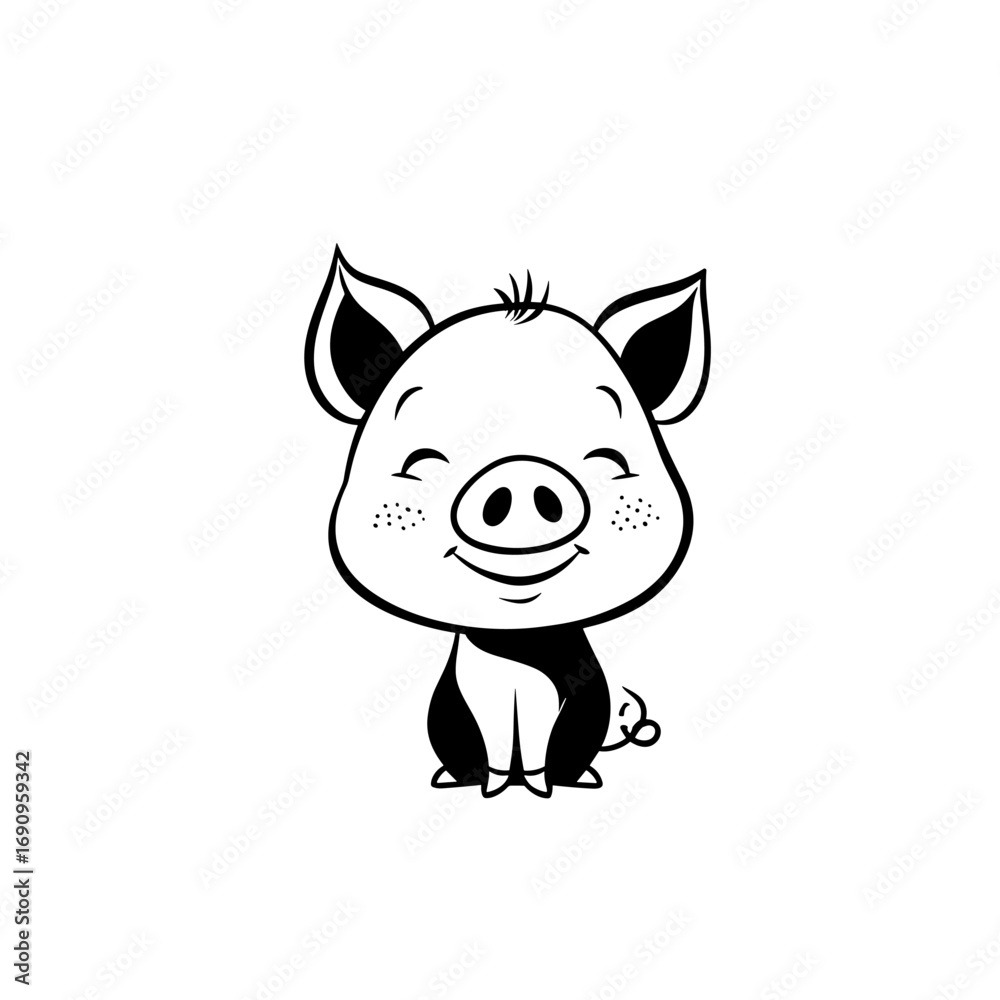 Fototapeta premium piglet. piglet simple black and white line art vector logo