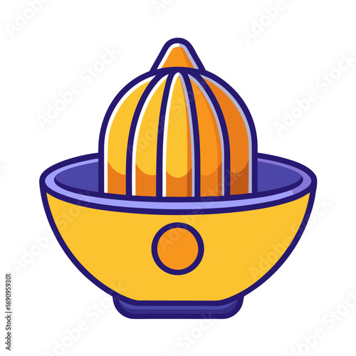 Stylized citrus juicer icon with orange and purple accents