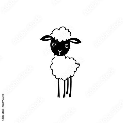 lamb. lamb simple black and white line art vector logo