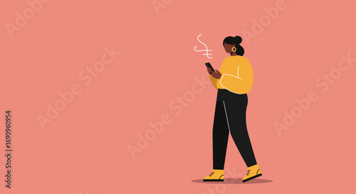 Modern person interacting with smartphone, symbolizing digital communication, online networking, or mobile business transactions.