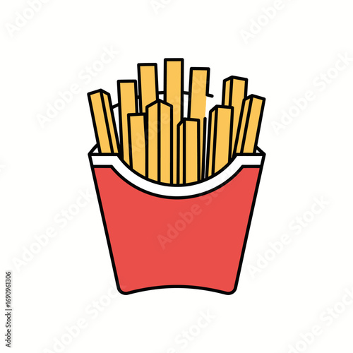 French fries icon. Fast food snack for restaurant menu & delivery app. Vector.
