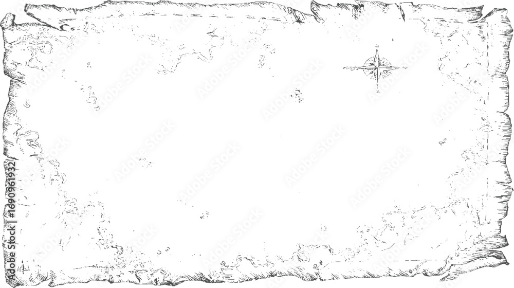 Fototapeta premium Aged parchment map with compass rose vector