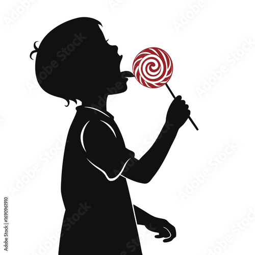 Kid licking lollipop