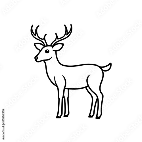 Simple outline drawing of a deer standing on transparent background