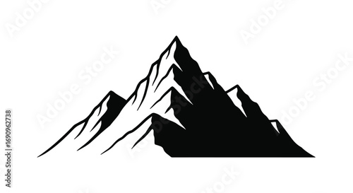 Majestic mountain peaks against a stark white background, evoking adventure and natural grandeur.