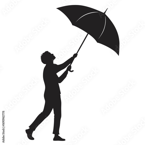 Person holding umbrella open