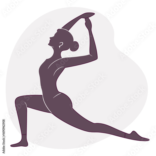 Silhouette of a woman in a yoga pose with arms raised exercise