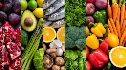 Wallpaper Mural Flatlay colorful fruits vegetables photography lifestyle organic natural gourmet inspiration stylish decor artistic composition creative design modern healthy Torontodigital.ca