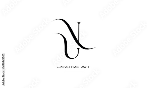 NU, UN, N, U abstract letters logo monogram