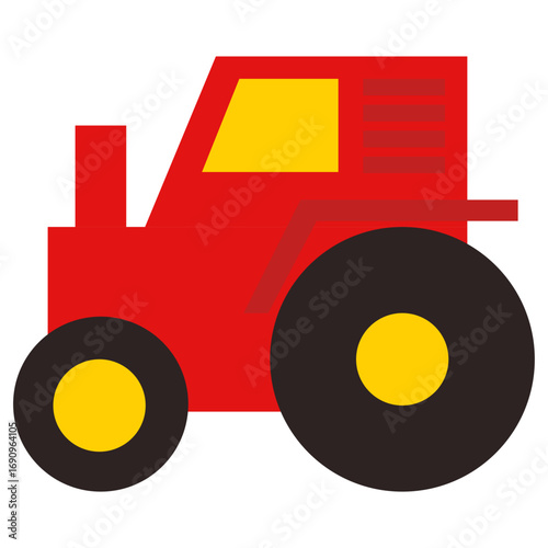 Red Tractor Vehicle Icon