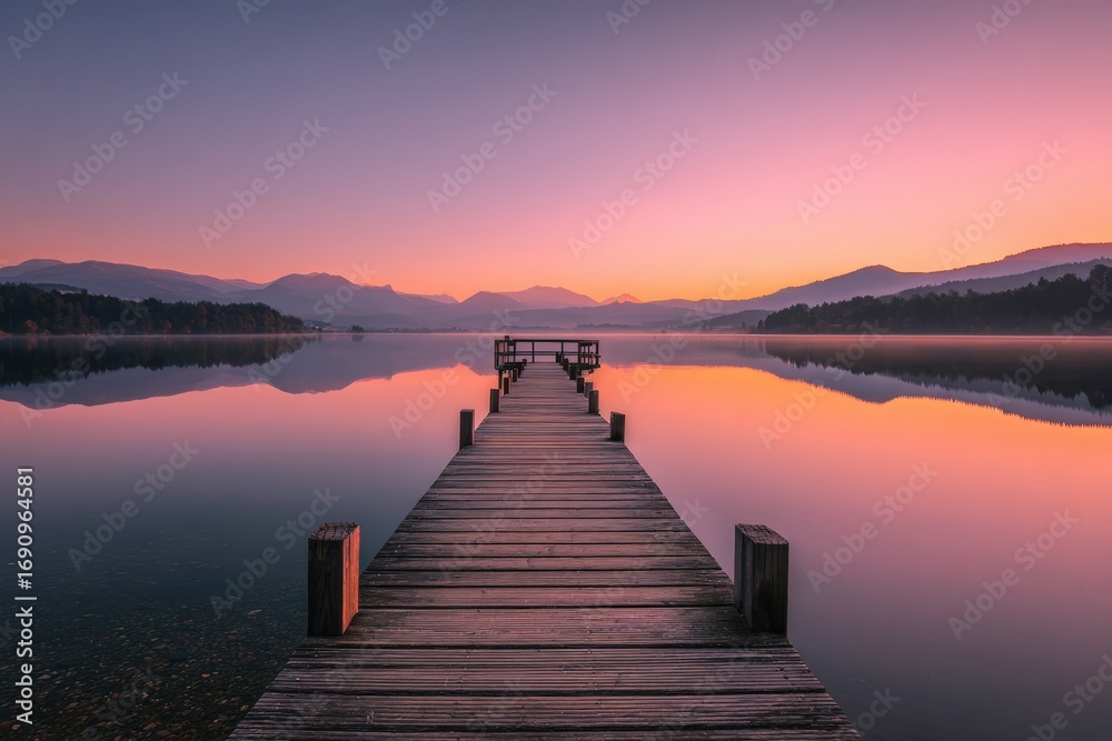 Obraz premium Serene sunrise over a still lake