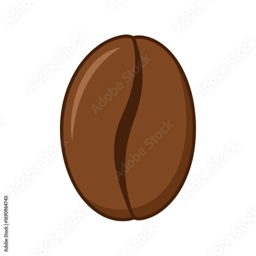A single brown coffee bean with a distinctive crease