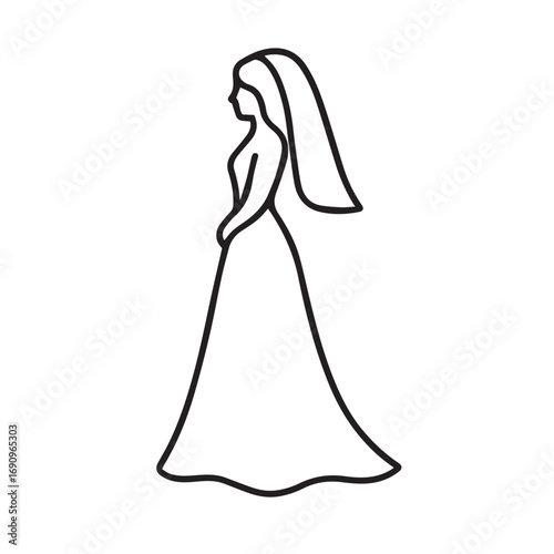 Wedding Line Icons Romantic Vector