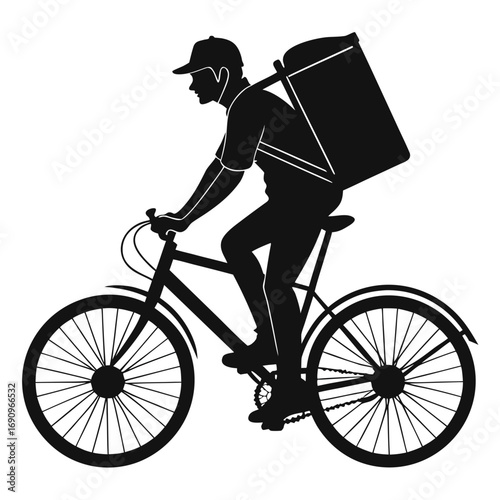 Delivery man riding bicycle