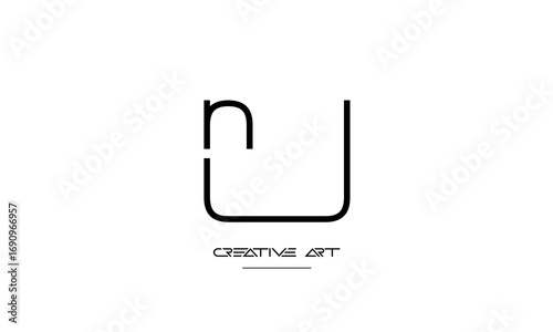 NU, UN, N, U abstract letters logo monogram