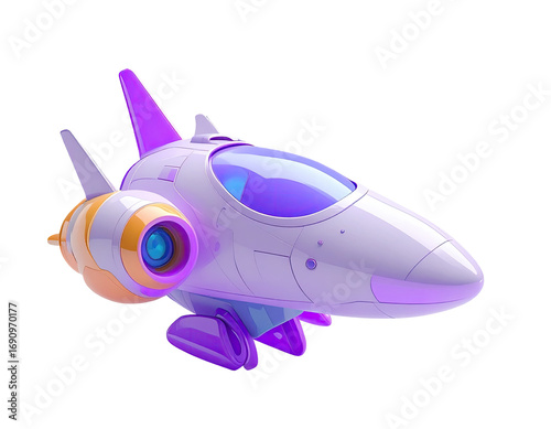 Pastel spaceship, futuristic design, vibrant colors