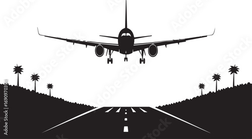 silhouette of a plane on the ground