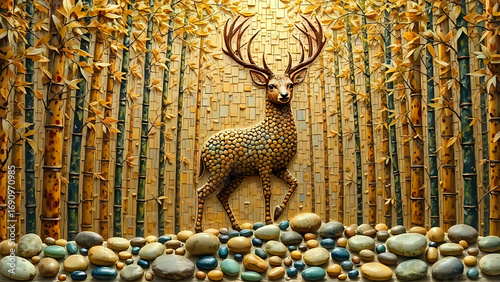 Fototapeta Naklejka Na Ścianę i Meble -  Deer wall decor 3d 