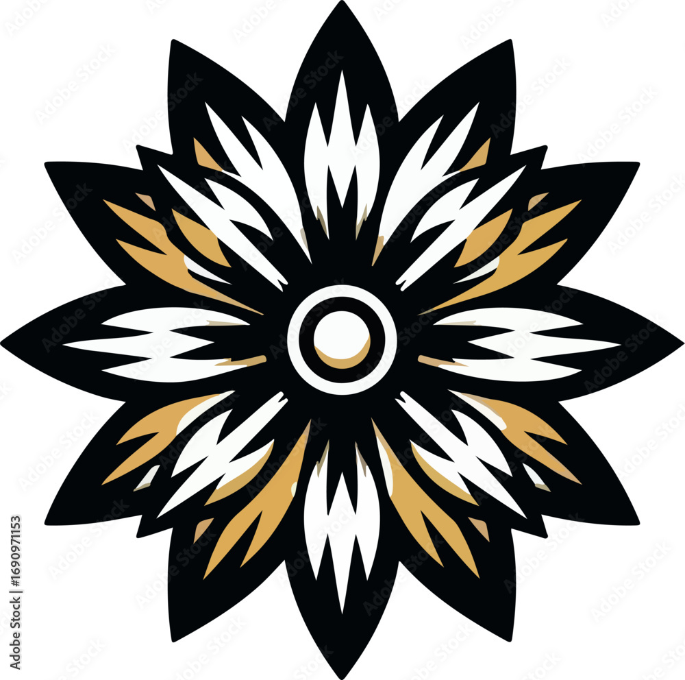 Fototapeta premium Black eyed susan logo icon vector white background .