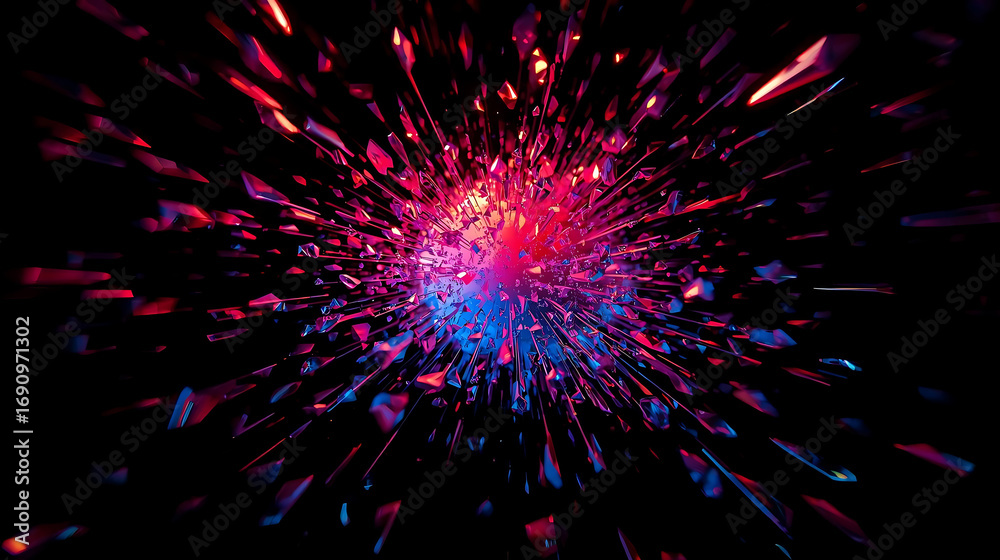 Obraz premium Explosive abstract nebula burst of vibrant red blue pink light energy background