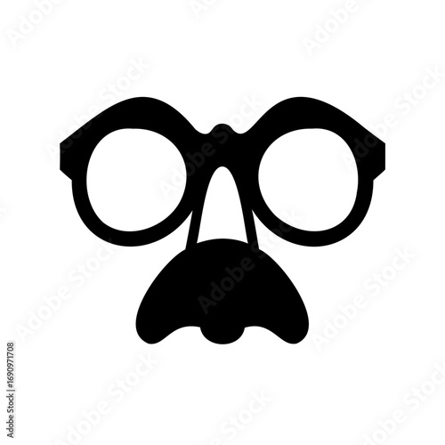 Disguise glasses and mustache silhouette, iconic fun party costume accessory