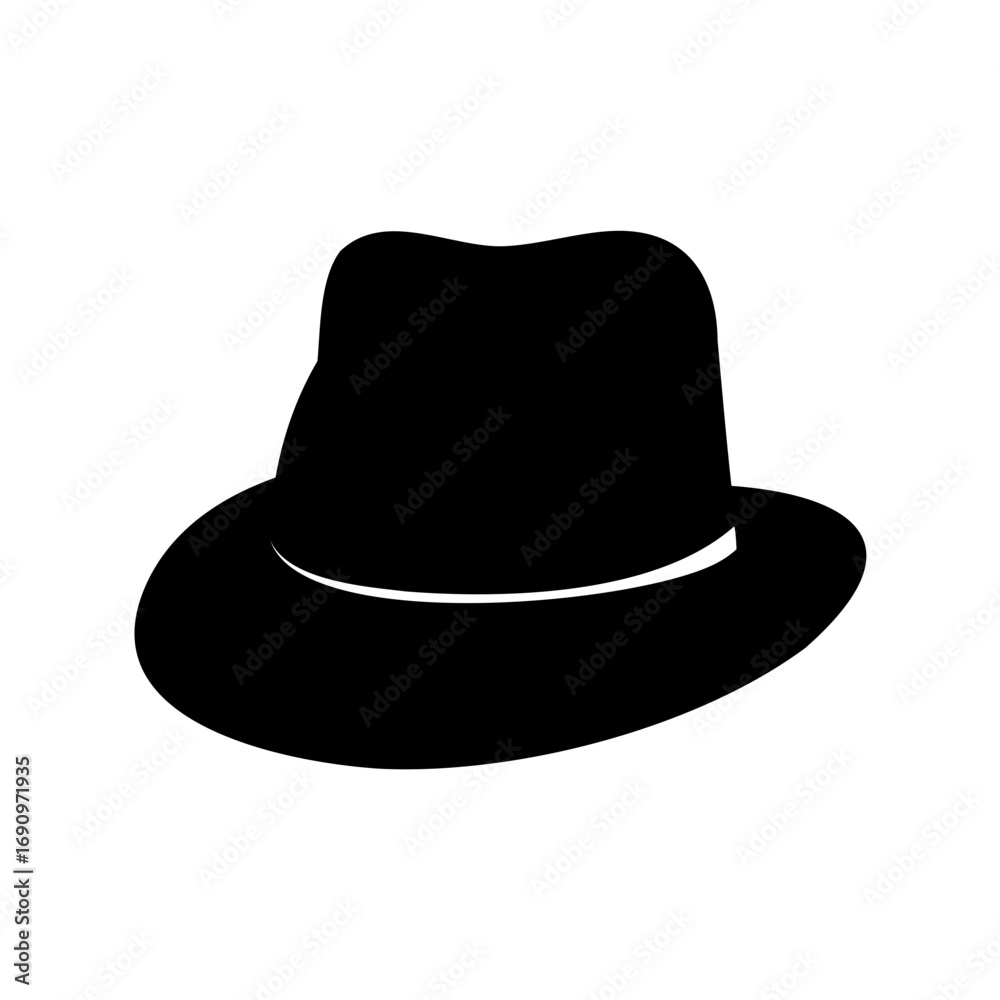 Fototapeta premium Elegant silhouette of a classic fedora hat with a stylish brim