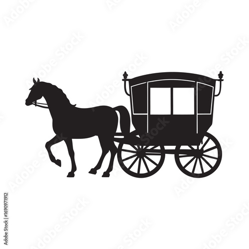 Old Carriage With Horse Vintage Silhouette