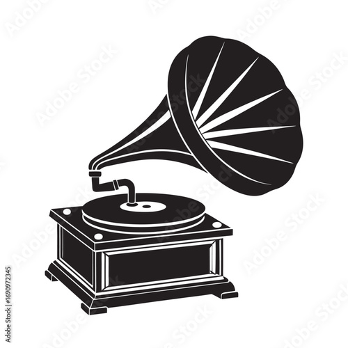 Old Victrola Record Player Vintage Silhouette