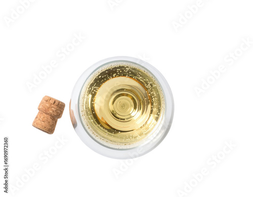 Champagne flute with cork, top view