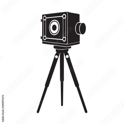 Vintage Camera On Tripod Photography Silhouette