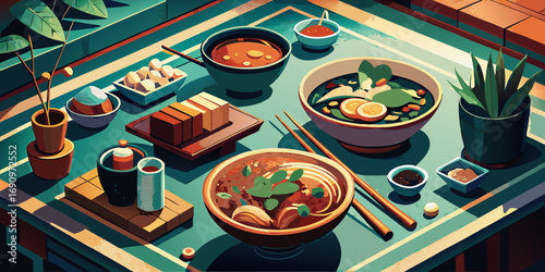 A gourmet Japanese sushi meal with delicious fish and rice on a plate, served with chopsticks