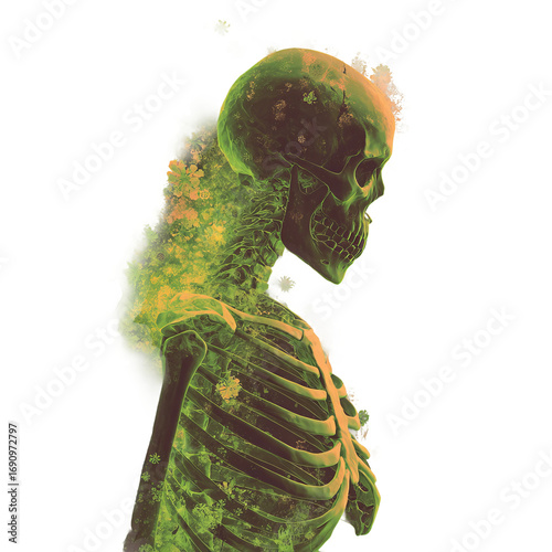 Artistic Representation of Toxins in the Body Surrounded by Blossoms
