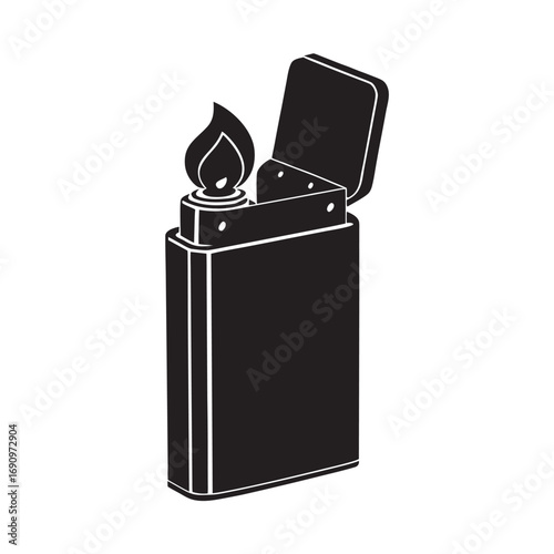 Vintage Pocket Lighter With Lid Silhouette