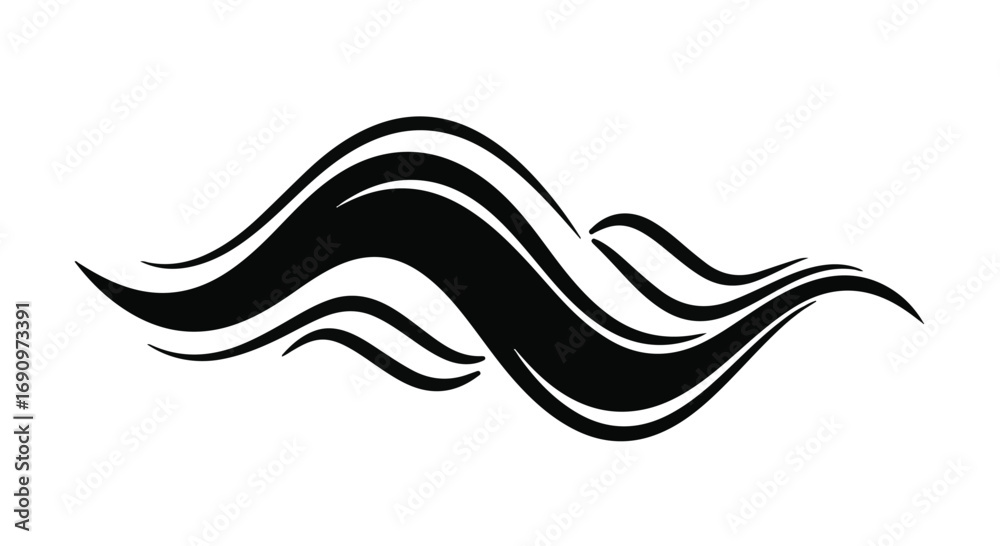 Obraz premium Elegant black abstract wavy lines resembling flowing water or wind
