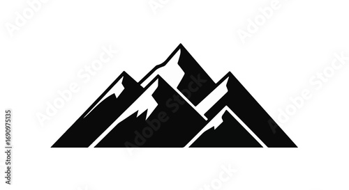 Majestic mountain peaks in a striking black and white graphic illustration