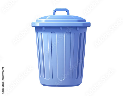 Light-blue trash can with a lid and handle