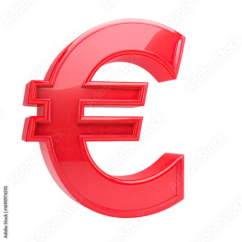 Red euro symbol, glossy 3D effect