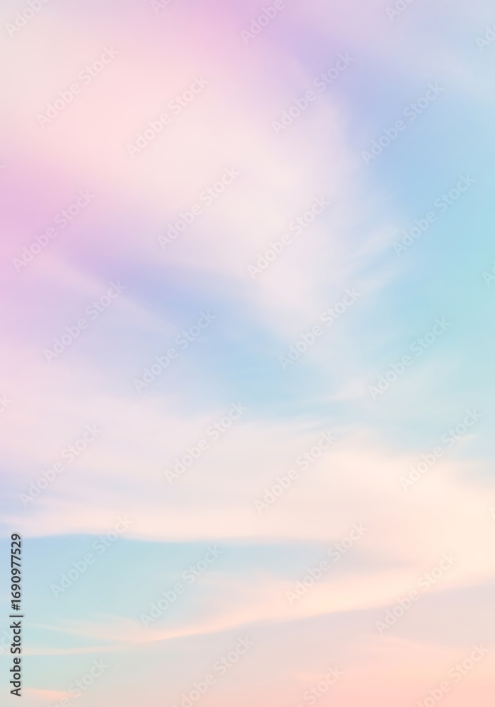 Fototapeta premium Ethereal pastel sky background with soft cloud formations, abstract style