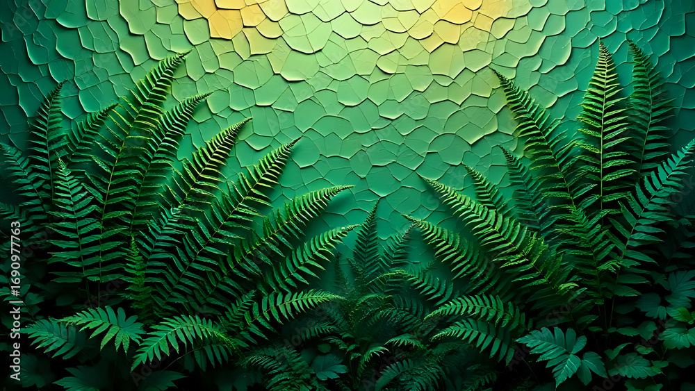 Green ferns background